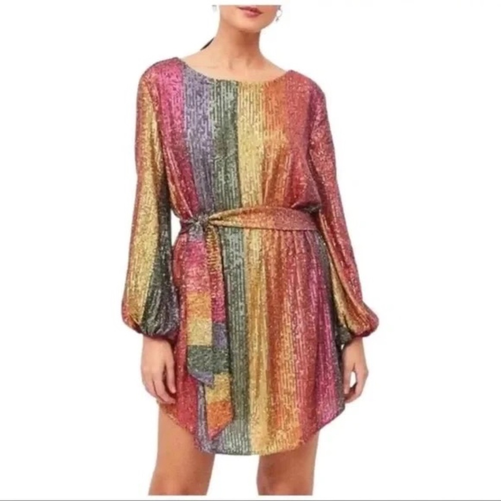 FARM RIO Rainbow Sequin Mini Dress